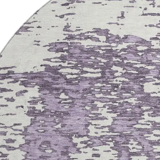 8' Lavender And Ivory Abstract Washable Round Rug With UV Protection Photo 2