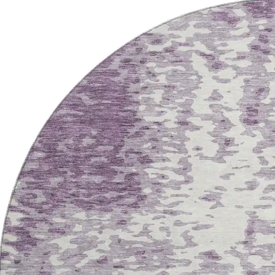 8' Lavender And Ivory Abstract Washable Round Rug With UV Protection Photo 2