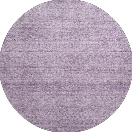 8' Lavender And Ivory Abstract Washable Round Rug With UV Protection Photo 2