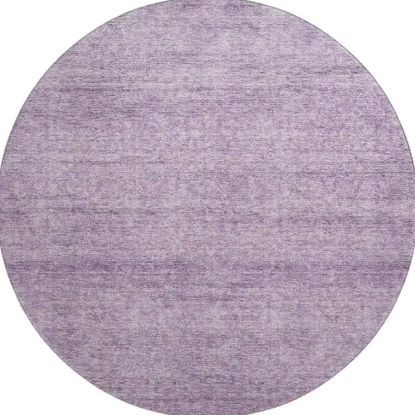 8' Lavender And Ivory Abstract Washable Round Rug With UV Protection Photo 2
