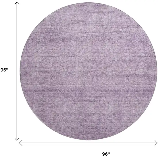 8' Lavender And Ivory Abstract Washable Round Rug With UV Protection Photo 9
