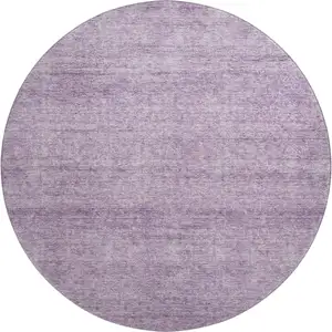 Photo of 8' Lavender And Ivory Abstract Washable Round Rug With UV Protection