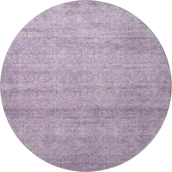 8' Lavender And Ivory Abstract Washable Round Rug With UV Protection Photo 3