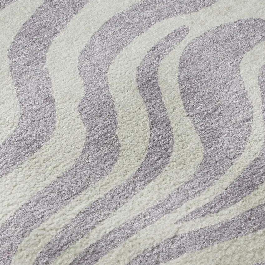 8' Lavender And Ivory Animal Print Washable Round Rug With UV Protection Photo 7