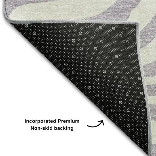 8' Lavender And Ivory Animal Print Washable Round Rug With UV Protection Photo 4