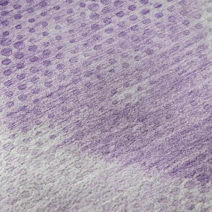 8' Lavender And Ivory Geometric Washable Round Rug With UV Protection Photo 8