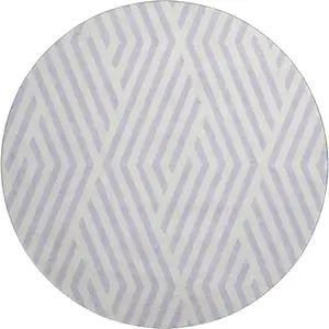 Photo of 8' Lavender And Ivory Geometric Washable Round Rug With UV Protection