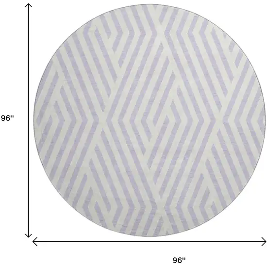 8' Lavender And Ivory Geometric Washable Round Rug With UV Protection Photo 3