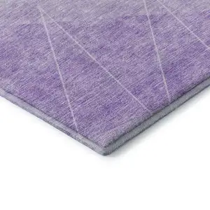 Photo of 8' Lavender And Ivory Geometric Washable Round Rug With UV Protection