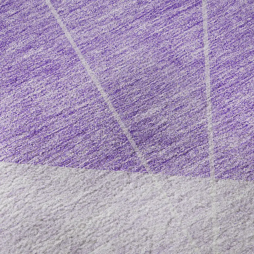 8' Lavender And Ivory Geometric Washable Round Rug With UV Protection Photo 8