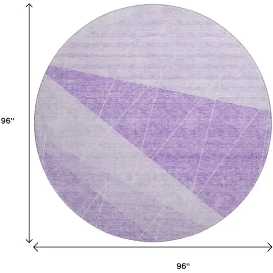 8' Lavender And Ivory Geometric Washable Round Rug With UV Protection Photo 6