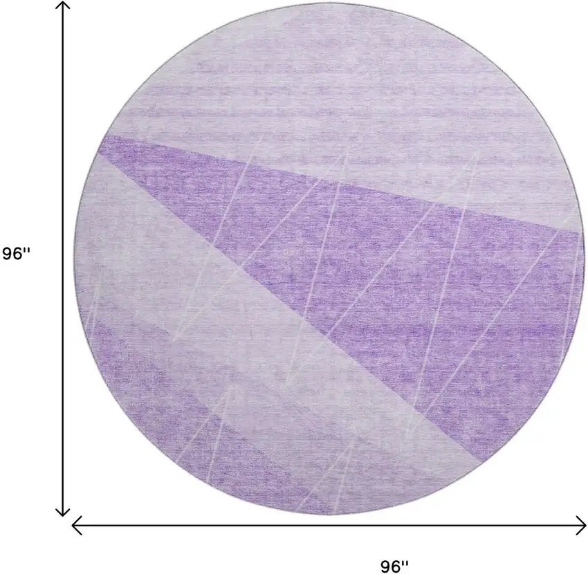 8' Lavender And Ivory Geometric Washable Round Rug With UV Protection Photo 6