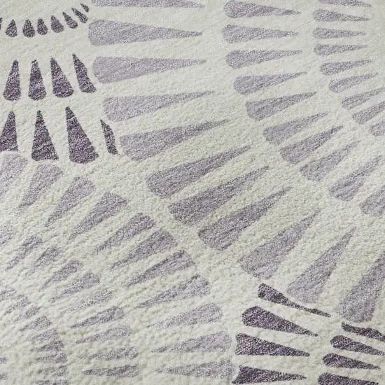 8' Lavender And Ivory Geometric Washable Round Rug With UV Protection Photo 8