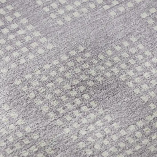 8' Lavender And Ivory Geometric Washable Round Rug With UV Protection Photo 9