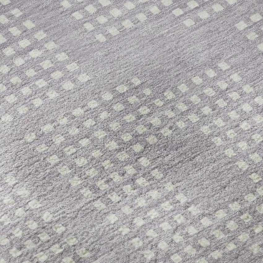 8' Lavender And Ivory Geometric Washable Round Rug With UV Protection Photo 9