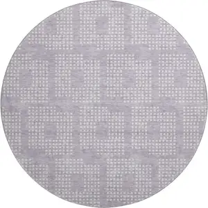 Photo of 8' Lavender And Ivory Geometric Washable Round Rug With UV Protection