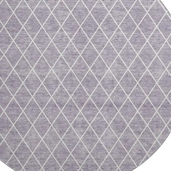 8' Lavender And Ivory Geometric Washable Round Rug With UV Protection Photo 2