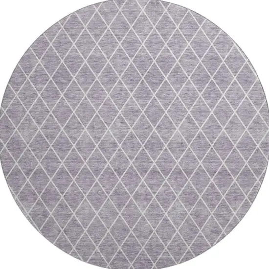 8' Lavender And Ivory Geometric Washable Round Rug With UV Protection Photo 3