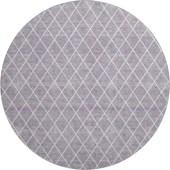 8' Lavender And Ivory Geometric Washable Round Rug With UV Protection Photo 1