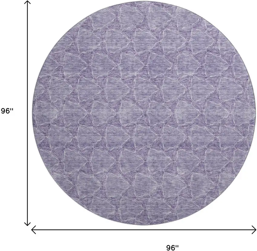 8' Lavender And Ivory Geometric Washable Round Rug With UV Protection Photo 9