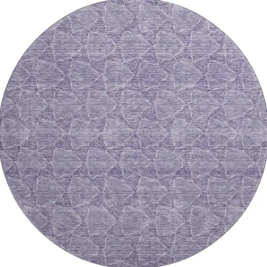 8' Lavender And Ivory Geometric Washable Round Rug With UV Protection Photo 3