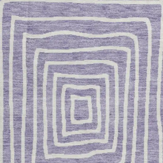 8' Lavender And Ivory Geometric Washable Round Rug With UV Protection Photo 3