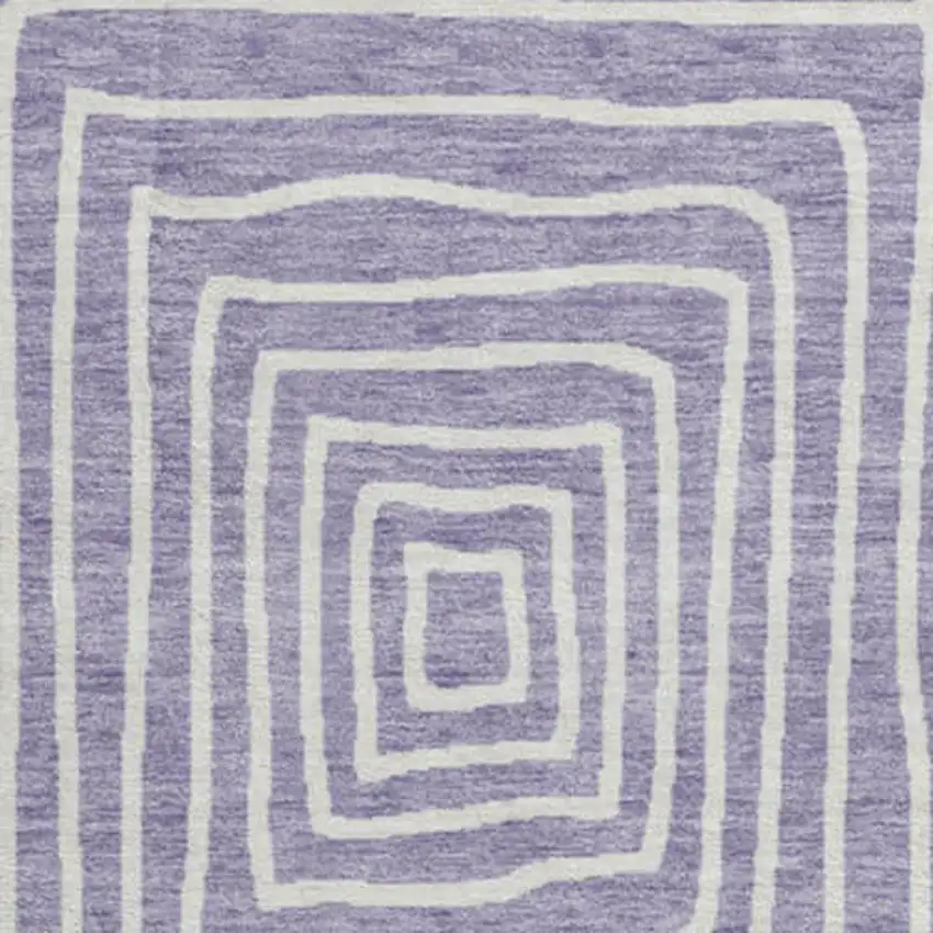 8' Lavender And Ivory Geometric Washable Round Rug With UV Protection Photo 3