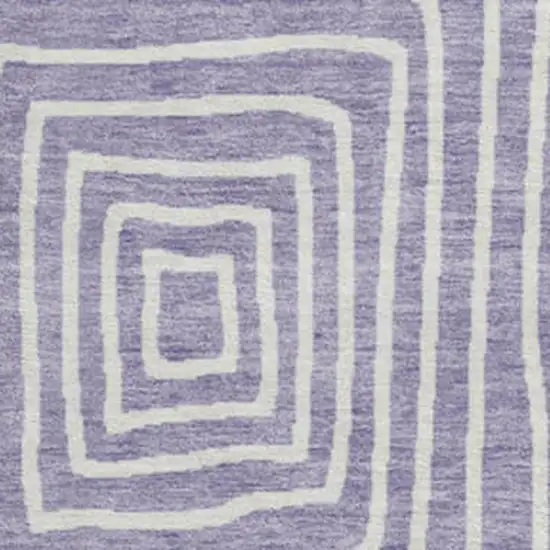 8' Lavender And Ivory Geometric Washable Round Rug With UV Protection Photo 2