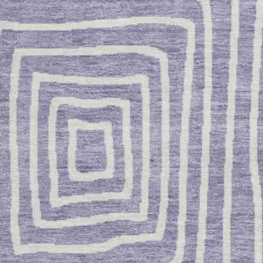 8' Lavender And Ivory Geometric Washable Round Rug With UV Protection Photo 2