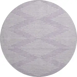 Photo of 8' Lavender And Ivory Geometric Washable Round Rug With UV Protection