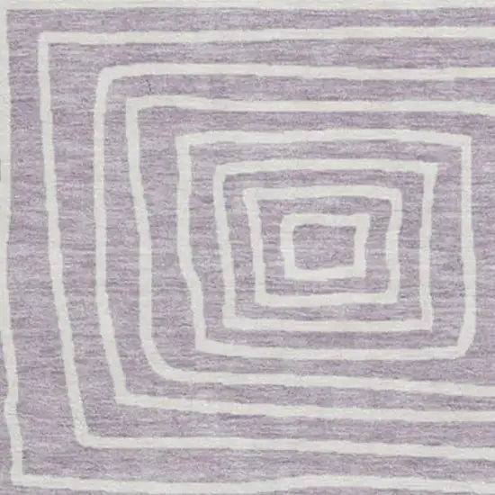 8' Lavender And Ivory Geometric Washable Round Rug With UV Protection Photo 2