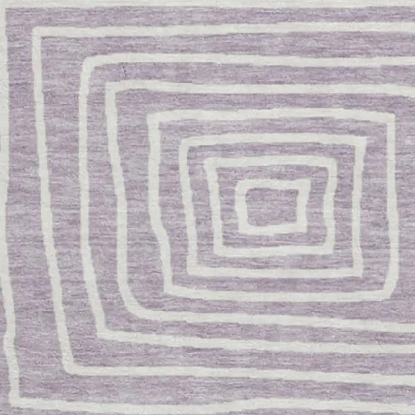 8' Lavender And Ivory Geometric Washable Round Rug With UV Protection Photo 2