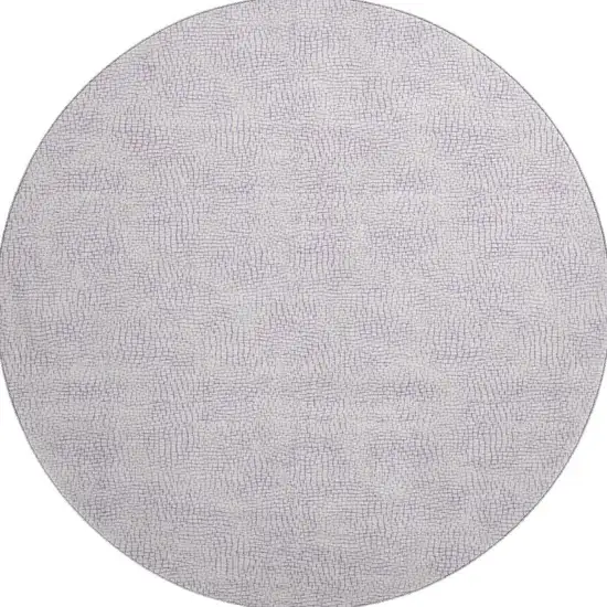 8' Lavender And Ivory Geometric Washable Round Rug With UV Protection Photo 3
