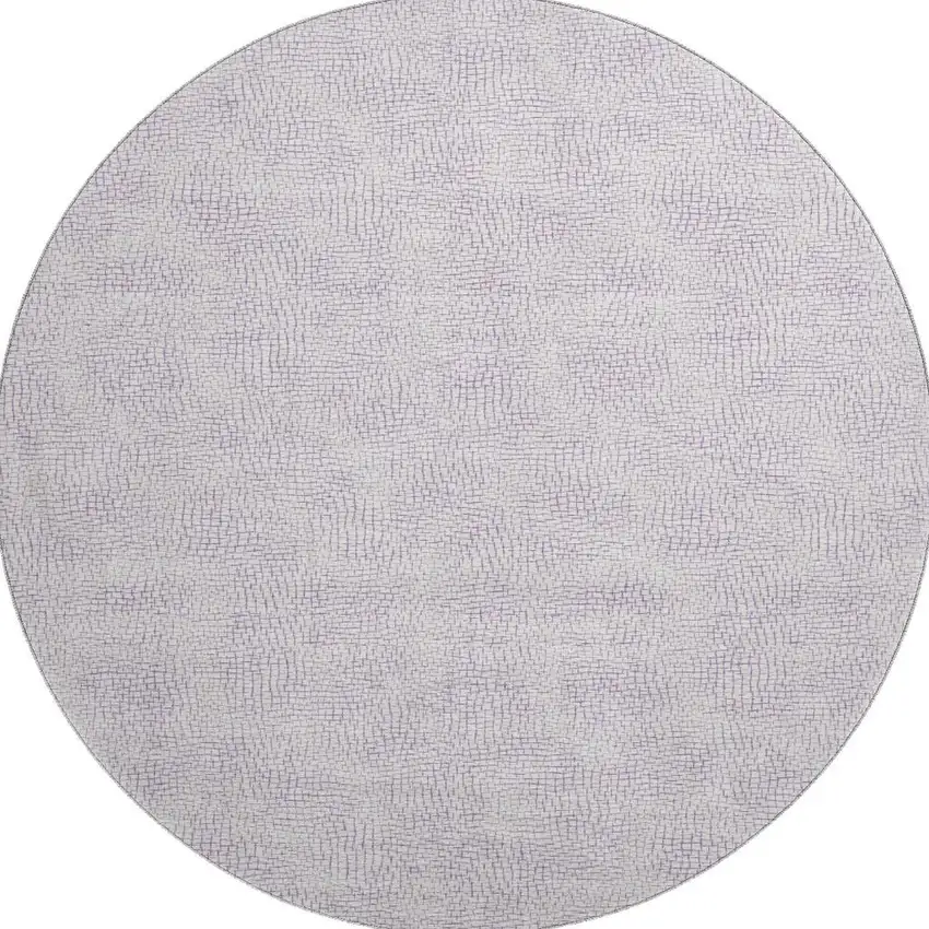 8' Lavender And Ivory Geometric Washable Round Rug With UV Protection Photo 3