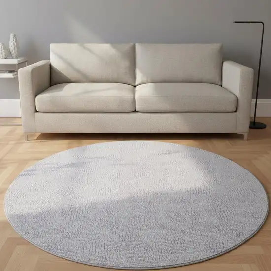 8' Lavender And Ivory Geometric Washable Round Rug With UV Protection Photo 2