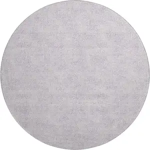 Photo of 8' Lavender And Ivory Geometric Washable Round Rug With UV Protection
