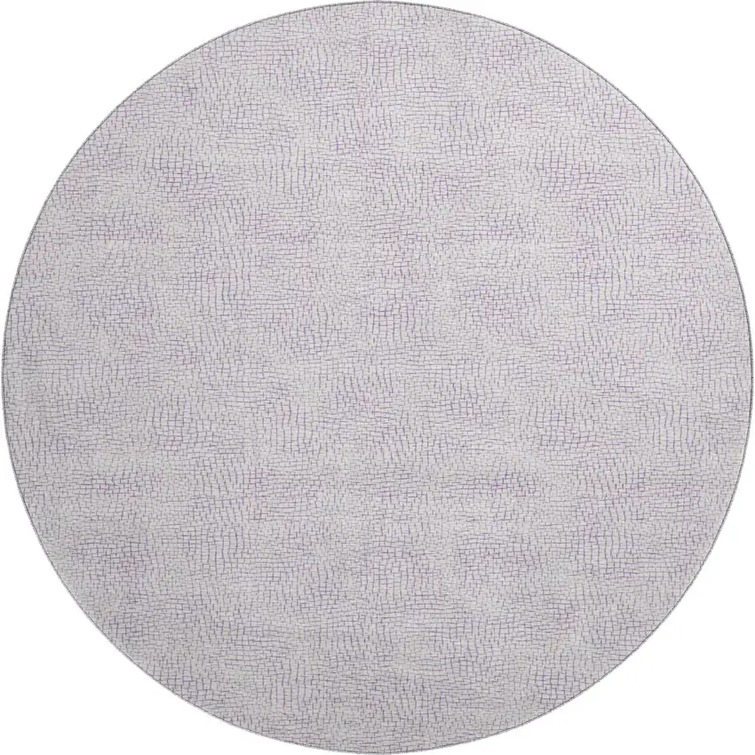 8' Lavender And Ivory Geometric Washable Round Rug With UV Protection Photo 1