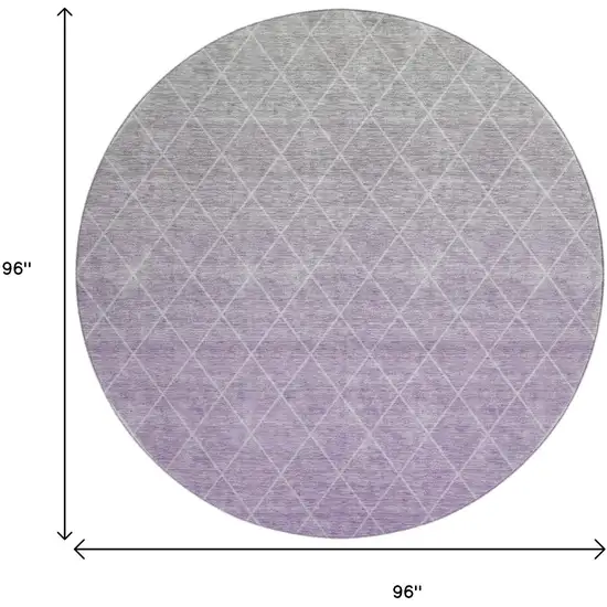 8' Lavender And Ivory Geometric Washable Round Rug With UV Protection Photo 9