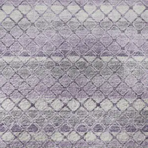 Photo of 8' Lavender And Ivory Geometric Washable Round Rug With UV Protection