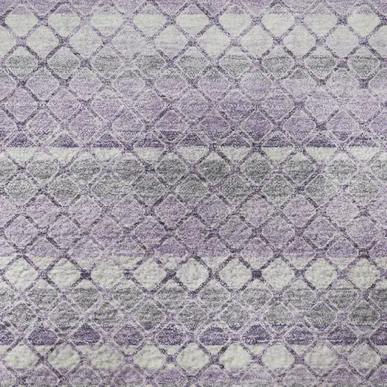 8' Lavender And Ivory Geometric Washable Round Rug With UV Protection Photo 9