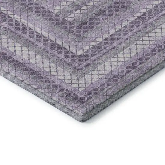 8' Lavender And Ivory Geometric Washable Round Rug With UV Protection Photo 7