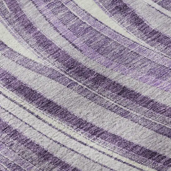 8' Lavender And Ivory Marble Washable Round Rug With UV Protection Photo 9