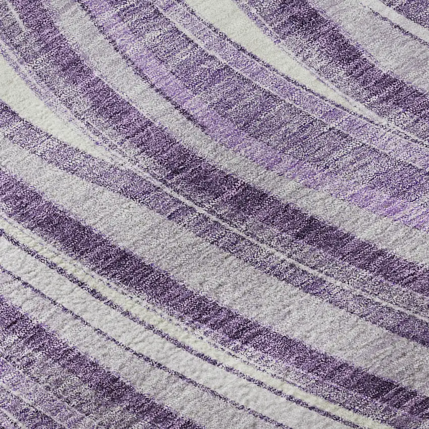 8' Lavender And Ivory Marble Washable Round Rug With UV Protection Photo 9