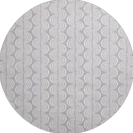 8' Lavender And Ivory Ogee Washable Round Rug With UV Protection Photo 3