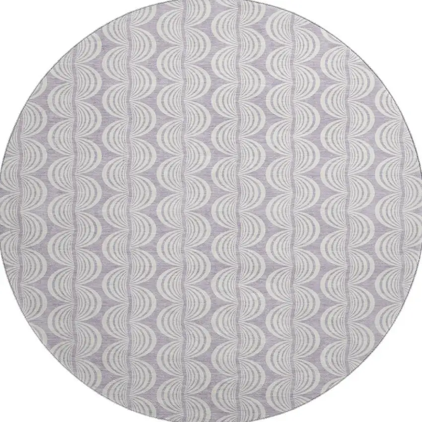 8' Lavender And Ivory Ogee Washable Round Rug With UV Protection Photo 3