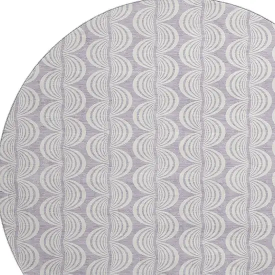 8' Lavender And Ivory Ogee Washable Round Rug With UV Protection Photo 2
