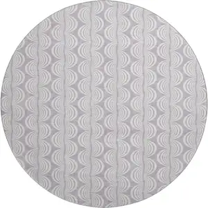 Photo of 8' Lavender And Ivory Ogee Washable Round Rug With UV Protection