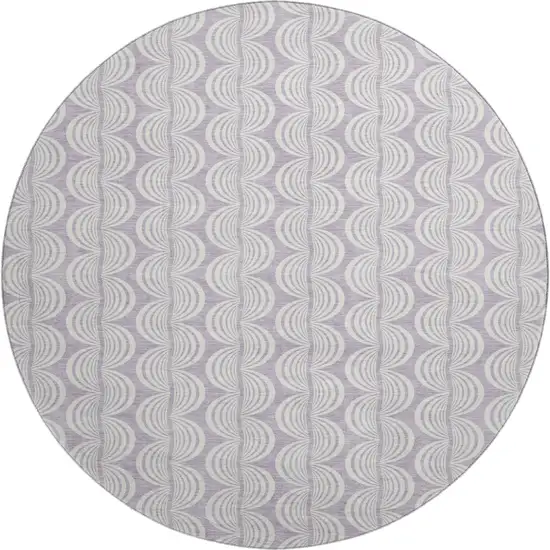 8' Lavender And Ivory Ogee Washable Round Rug With UV Protection Photo 1