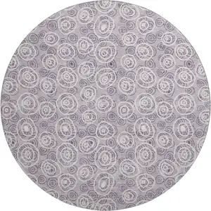 Photo of 8' Lavender And Ivory Polka Dot Washable Round Rug With UV Protection