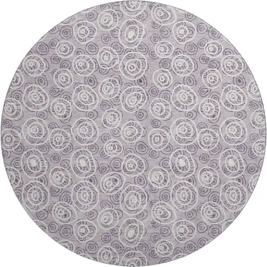 8' Lavender And Ivory Polka Dot Washable Round Rug With UV Protection Photo 1